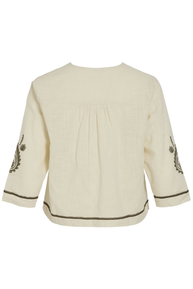VIJOSLA V-NECK 3/4 TOP 14105770 BIRCH/EMBROIDERY